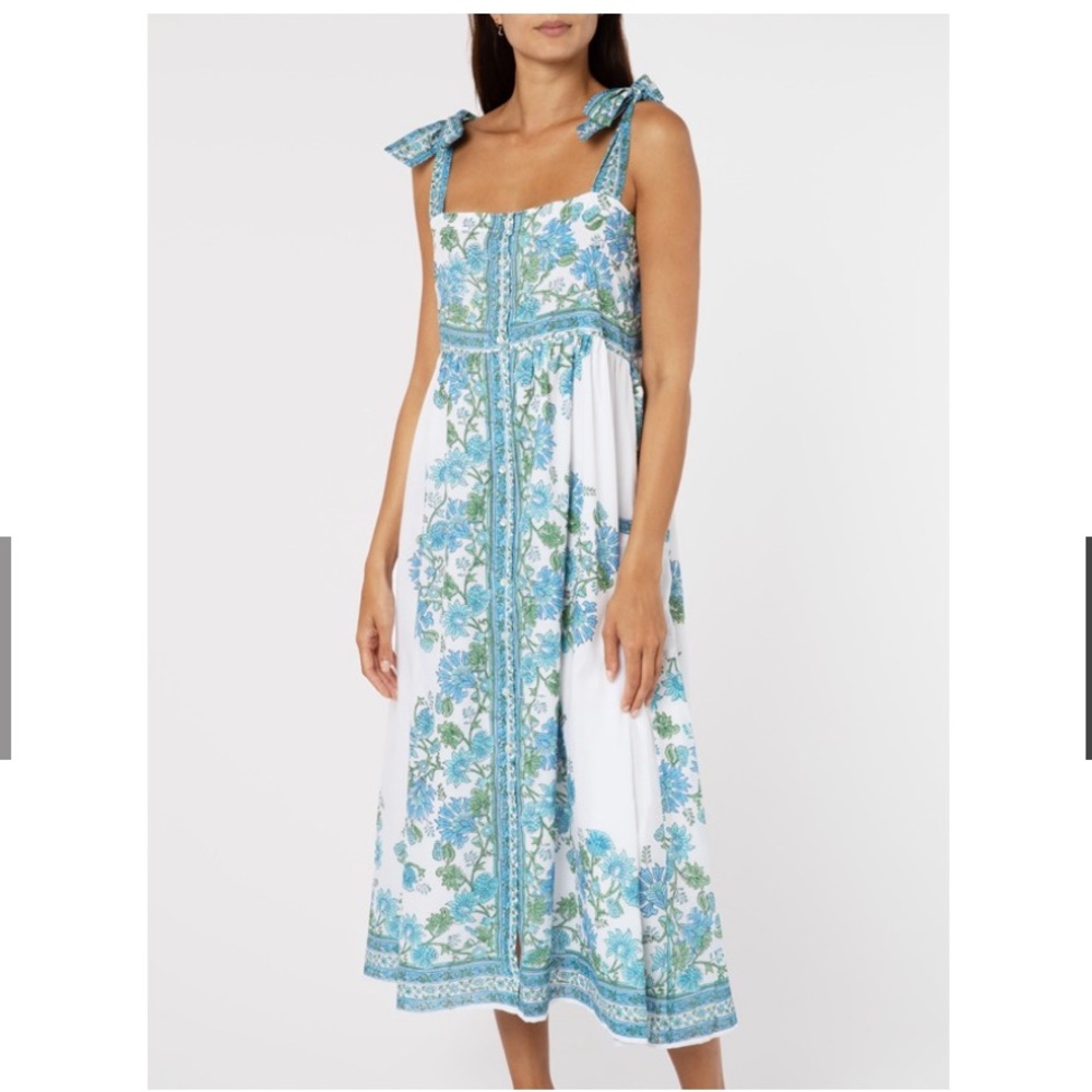 NWT Juliet Dunn tie shoulder dress, blue/green, size 2/Medium